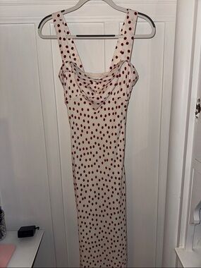 Reformation White Maxi Dress with Red Polka Dots